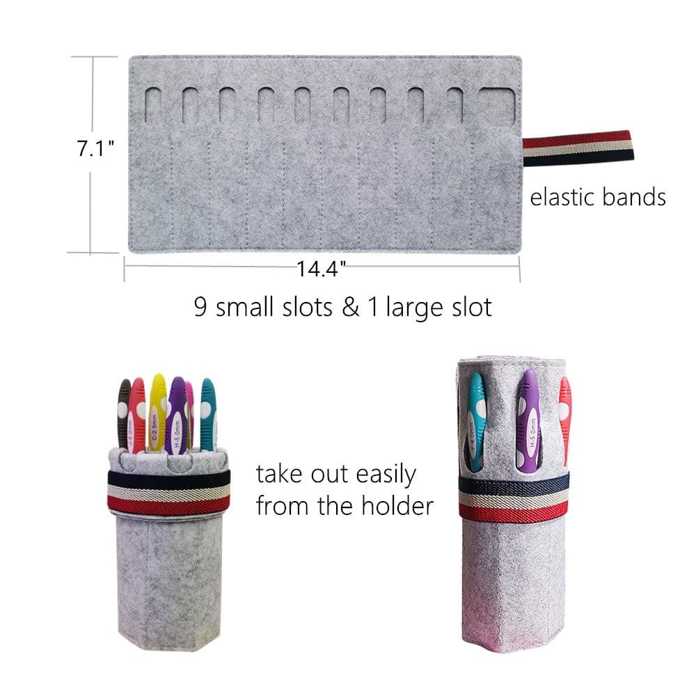 Ergonomic Crochet Hooks with Roll Felt Bag, 29pcs Crochet Hooks Set with Long Soft Grip Handle for Arthritic Hands, Size from B to J thumbnail 2