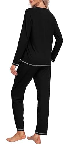 MoFiz Women's Pajamas Sets Long Sleeve Sleepwear 2 Piece Pjs Lightweight Lounge Set with Pockets thumbnail 3