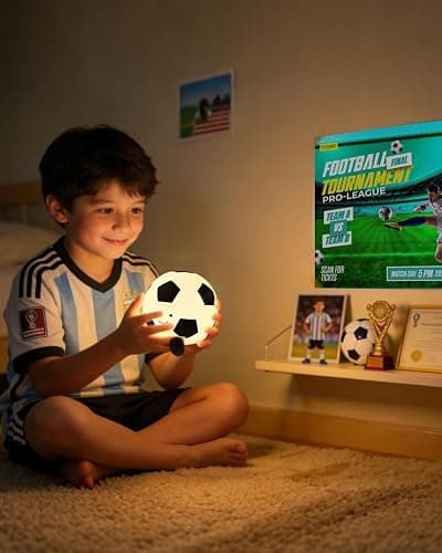 YISUN Soccer Silicone Night Light for Kid, Rechargeable Night Lights with 7 Colors & Timer, Cute Squishy Lamp for Girl Boy Girls, Dimmable LED Light Room Decor Toys thumbnail 5