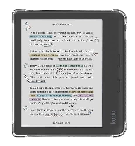 Zcooooool Case for Kobo Libra Colour & Kobo Libra 2 - 7 Inch E-reader Case - Transparent TPU - Reinforced Corners - 7" Libra Colour / Kobo Libra 2 - Transparent - Image 1