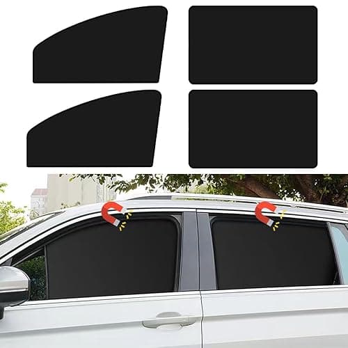 Car Side Window Sun Shades, 4 PCS Window Sunshades Privacy Curtains, 100% Block Light for Breastfeeding, Taking a nap, Changing Clothes, Camping (Front&Back 4pcs) - Image 1