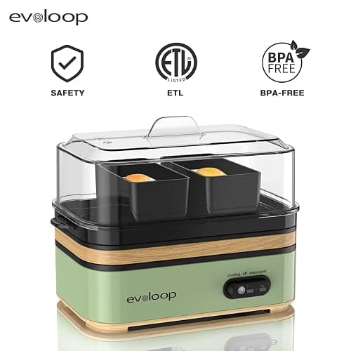 Evoloop Rapid Egg Cooker Electric 6 Eggs Capacity, Soft, Medium, Hard Boiled, Poacher, Omelet Maker Egg Poacher With Auto Shut-Off, BPA Free (Green) thumbnail 7