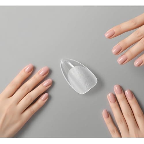 RIKWOG Almond Gel Nail Tips, 600PCS Pre - Etched Clear Fake Nails, 10 Sizes Full Cover Soft Acrylic Press - On Nail Extensions, No C Curve, DIY Manicure at Home thumbnail 3