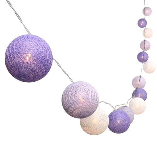 Gardeningwill 3M/10Ft 30 Purple White Ball LED Xmas Wedding Battery Operated String Fairy Light - Image 1