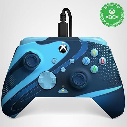 PDP Gaming REMATCH GLOW Enhanced Wired Controller: Licensed Xbox Series X|S Gamepad, Xbox One, Windows PC, Mappable Back Buttons, Audio Controls, Customizable Companion App: Blue Tide Glow in the Dark thumbnail 12