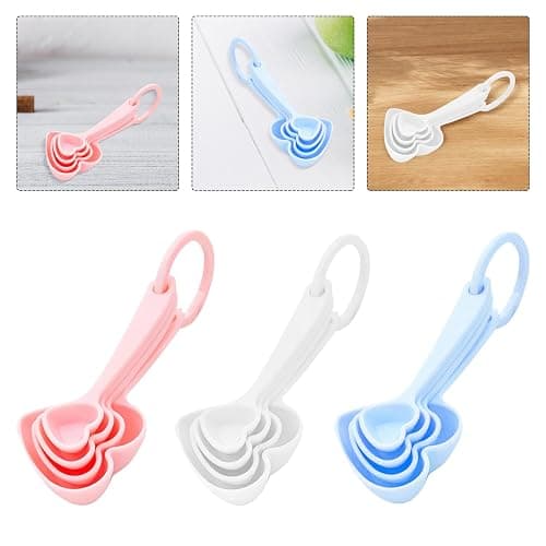BRIGHTFUFU Heart Shaped Measuring Spoons Set of 12 Pcs Plastic Dessert Coffee Tea Kitchen Tableware for Home and Restaurant Baking thumbnail 9