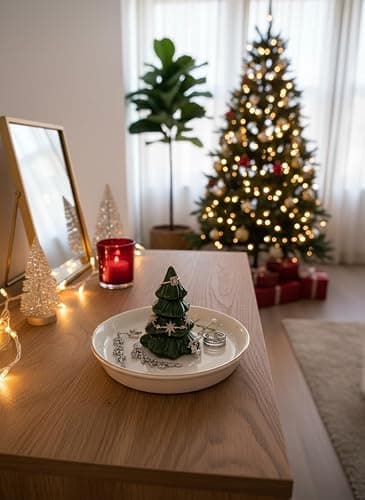 mono living Forest Green Christmas Tree Ring Dish – Ceramic Jewelry Holder for Kitchen Sink or Vanity – Aesthetic Holiday Decor, Xmas Tree Trinket Tray, Birthday or Christmas Gifts for Women thumbnail 7