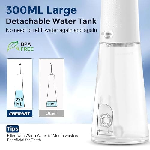INSMART Water Flosser for Teeth: Portable Travel Flossers Set for Teeth cleaning with 5 Modes Cordless Dental Electric Flosser for Oral Care,Rechargeable Floss DIY Mode IPX7 Waterproof thumbnail 3