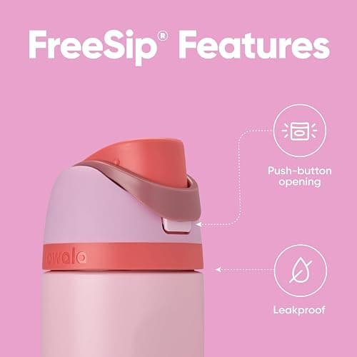 Owala FreeSip Insulated Stainless Steel Water Bottle with Straw for Sports and Travel, Leak Proof, BPA-Free, 710ml, Angle Food Cake thumbnail 4