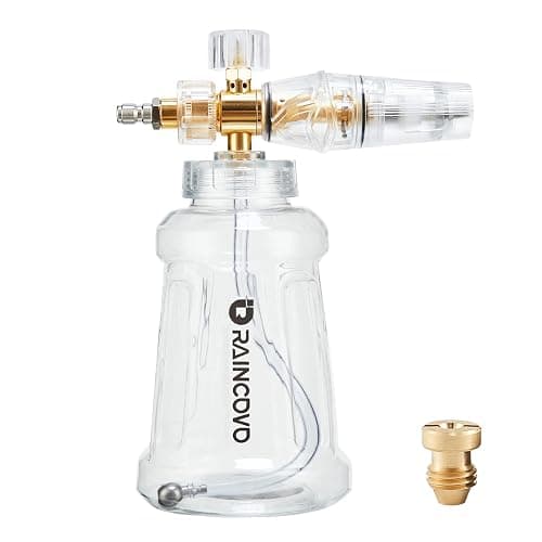 Raincovo Foam Cannon for Pressure Washer, Snow Clear Foam Cannon for Car Wash, Stainless Steel Filter, Adjustable Nozzle with M22 and 1/4 Inch Quick Connect, Additional 1.1 mm Orifice Nozzle - Image 1