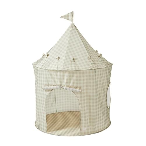 3 Sprouts Kids Play Tent - Sustainable Recycled Fabric – Fun Spacious Childs Playhouse for Indoor Games for Boys & Girls - Durable Fort Pop Up House for Toddlers & Children Age 3-10 - Gingham Beige thumbnail 4