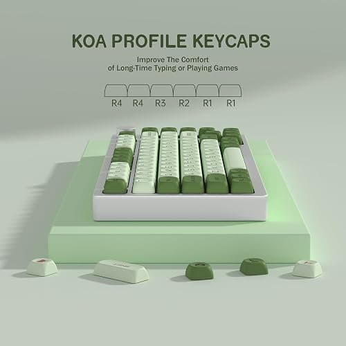 YMKPVR KBDiy Matcha KOA Profile Keycaps 60 75 100 Percent,Dye-Sublimation PBT Green Cute Custom Keyboard Keycap,143 Key Cap Set for Cherry Gateron MX Switches Mechanical Keyboards thumbnail 3