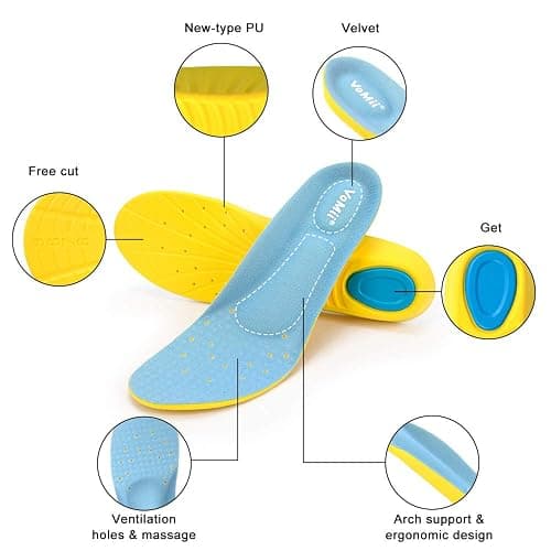 Shoe Insoles for Women Men and Kids, Memory Foam Insoles, Comfortable Sports Shoe Inserts for Shock Absorption and Relieve Foot Pain, Plantar Fasciitis Arch Support Insoles, M(Men 6-9/ Women 7-11) thumbnail 5