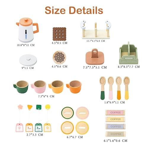 Benhurb Wooden Tea Set for Toddlers, Childrens Tea Party set for Kids, Afternoon Teapot Coffee Kitchen Accessories Pretend Role Play Food Toys Birthday for 3 4 5 Years Old Girls Boys thumbnail 7