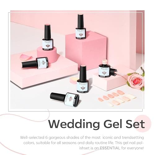 Modelones Gel Nail Polish 6 Colors Nude Pink Gel Polish Kit White Pastel Light Pink Nail Polish Gel Barely Pink Soak Off Gel Nail Popular Nail Art DIY Salon Home Manicure Gifts thumbnail 5