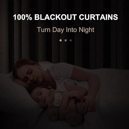 100% Blackout Shield Linen Blackout Curtains for Bedroom 120 Inches Long, Back Tab/Rod Pocket Living Room Drapes, Thermal Insulated Blackout Curtains 2 Panels Set, 50" W x 120" L, Beige thumbnail 3