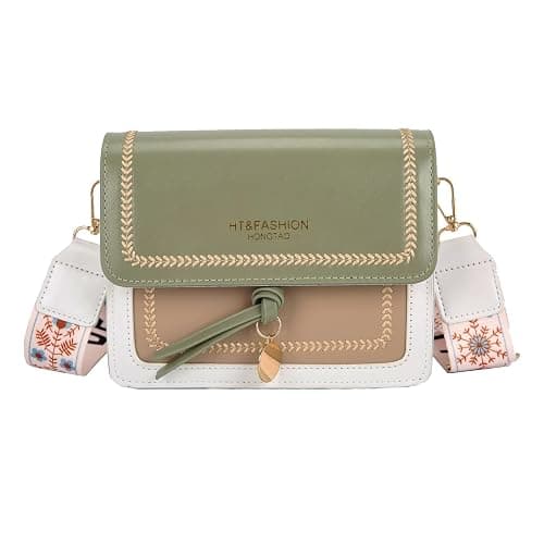 Huwzder Guitar Strap Color-Block Crossbody Bags for Women Cute Designer Handbags Trendy Cross Body Purse Leather Shoulder Bag - Image 1