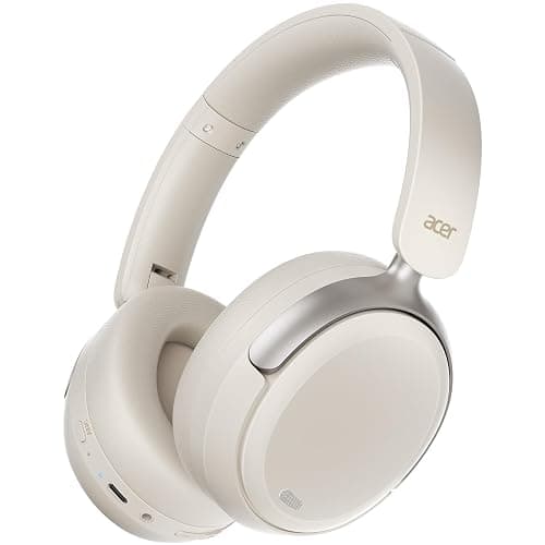 acer Active Noise Cancelling Headphones, Over-Ear Bluetooth Wireless Headphones, Low Latency Game Mode, USB-C Charging, 60H Playtime for Work/Travel/Gym/Office/Home, White - Image 1