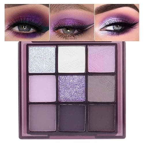 ORANOT 9Colors Eye Shadow Palettes Makeup,Dark Purple Plum Lavender Mauve Black Smoky Eyeshadow Palette for Older Women Natural Powde Eye Shadows Waterproof Long Lasting Naturing-Looking - 9Colors-Dark Purple Plum Lavender