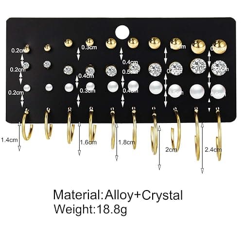 IFNODO 47pcs Gold Jewelry Set With 3 PCS Necklace, 11 PCS Bracelet,20pcs Hoop Stud Earrings,7pcs rings set For Women For Birthday Gifts thumbnail 2