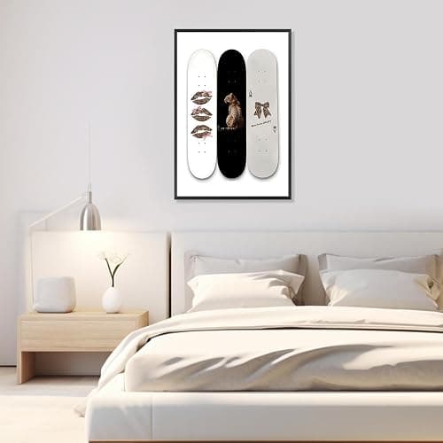 Trendy Black And White Skateboard Canvas Wall Art Vintage Ace Card Bow Born To Be Lucky Posters Pink Bow Leopard Sexy Lips Wall Decor For Girls Room Bedroom Dorm Apartmen 12x16in Wrapped Canvas thumbnail 4