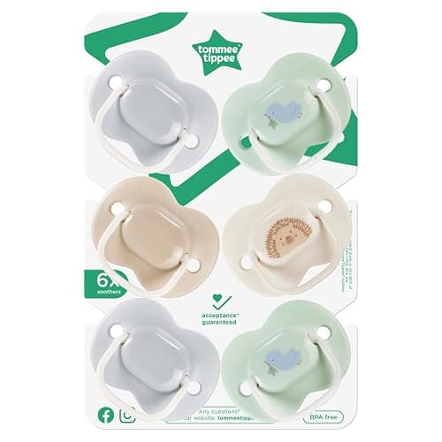 Tommee Tippee Anytime Matte Newborn Pacifier, 0-6 Months, Pack of 6 | Symmetrical Baglet, BPA-Free Silicone Soother, Blue & Green thumbnail 8