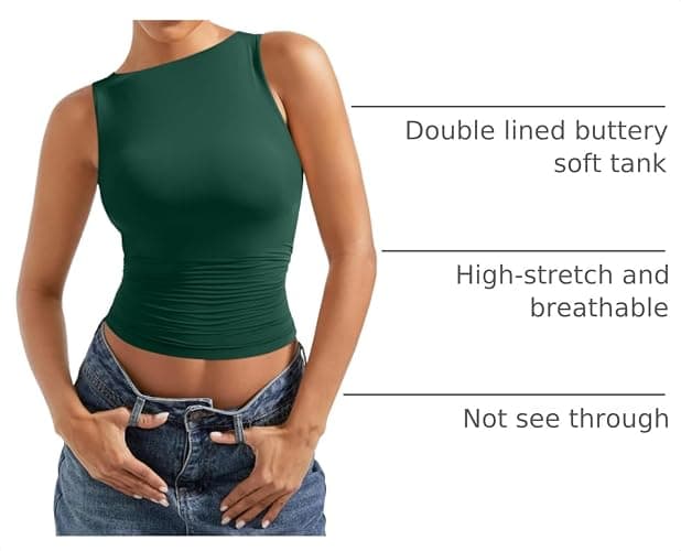 SUUKSESS Women Double Lined Going Out Basic Tank Tops Ruched Summer T Shirts thumbnail 4