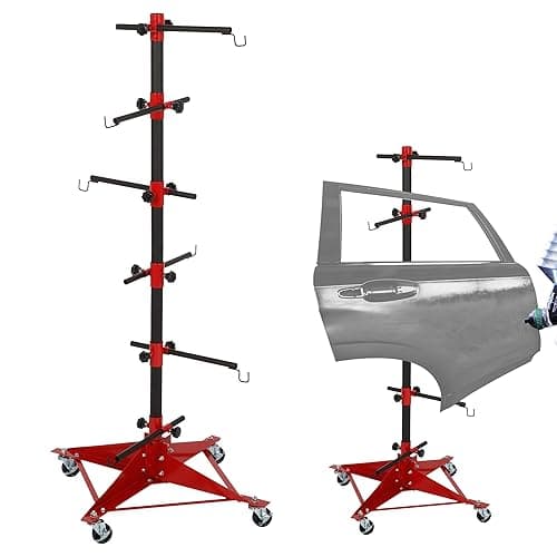 Panel Tree Paint Stand with 6 Hooks, Panel Holder Adjustable Center Post Hang Automotive Doors Fenders Bumpers (Height 47")