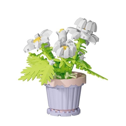 Jollcnoia Daisy Mini Flower Potted Plant Bonsai Building Toy Blocks Particle Flower Botanical - Image 1