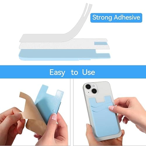 SS Card Holder for Phone Case - Silcone Stick On Credit Card Phone Wallet for Men & Women, Ultra-Thin & Portable, Compatible with iPhone/Android/Samsung Galaxy, Holds Cards & Cash, Hands-Free (5 pack) thumbnail 4
