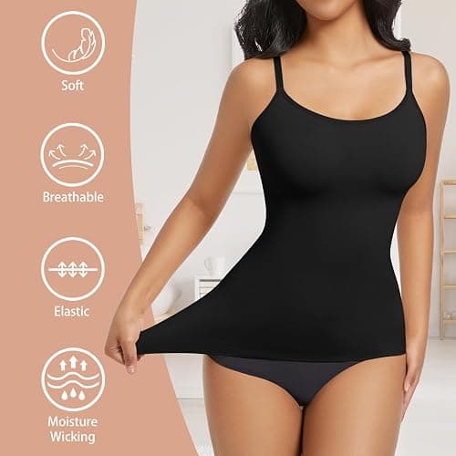 ONEW Compressions Camisole Top for Women Tummy Control Shapewear Top Waist Trainer Shaping Cami Vest with Spaghetti Straps thumbnail 4