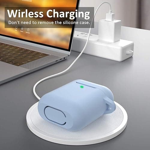 SATLITOG Silicone Case Compatible with Apple AirPods 1&2 Wireless and Wired Charging Case(Front LED Visible),Denim Blue thumbnail 2
