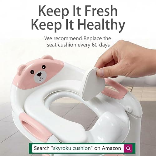 Potty Training Toilet for Toddlers, 2-in-1 Potty Training seat, Anti-Slip | SKYROKU, Fits Round & Elongated Toilets, 6 Heights, Splash Guard, Foldable, Holds 200+ lbs, Step Stool, Dishwasher Cushion thumbnail 9