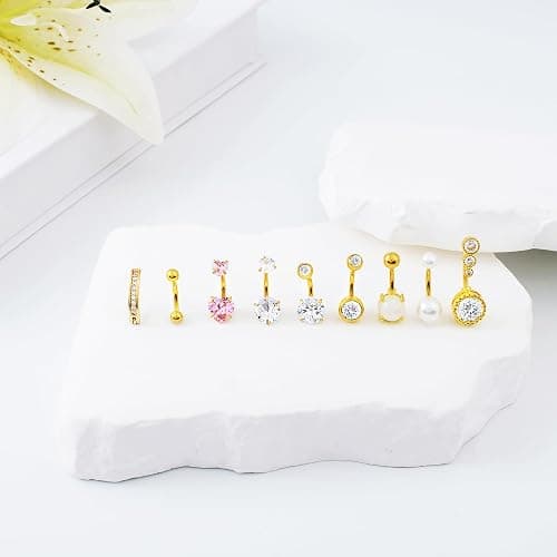 LEE&RO Belly Button Rings 14G Belly Piercing Jewelry Navel Rings Surgical Steel Belly Rings thumbnail 3