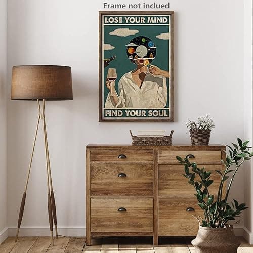 Vintage Lose Your Mind Find Your Soul Poster Mental Health Inspirational Quote Canvas Wall Art Aesthetic Posters Music Girl Print Painting Abstract Wall Decor for Bed Room Bathroom 12x16in Unframed thumbnail 3