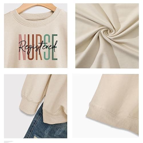 Registered Nurse Sweatshirt Women Rn Nurses Life Crewneck Long Sleeve Nursing Studenrt Pullover Tops thumbnail 3