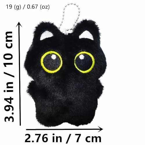HUIJUFU Black Cat Plush Keychain Purse Charm - Cute Bag Charms Gifts for Women thumbnail 2