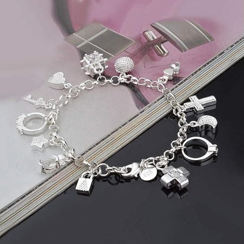🟢silver charm bracelet  thumbnail 2