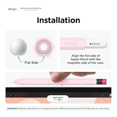 elago Compatible with Apple Pencil Pro Case & Apple Pencil 2nd Generation Case, Compatible with Magnetic Charging, Double Tap, Squeeze, Haptic (Must Read Installation Instructions) [Lovely Pink] thumbnail 4