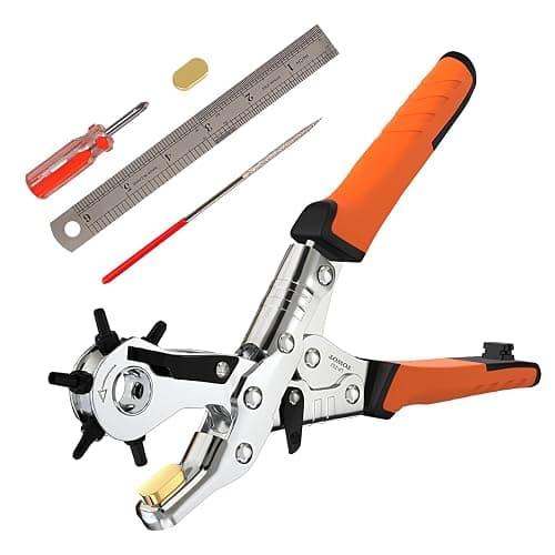 TOWOT Belt Hole Puncher Kit, Upgraded Version Leather Hole Punch for Belt, Saddles, Shoes, Fabric, DIY & Craft Projects, 6 Holes Heavy Duty Rotary Puncher Only TOWOT CA Sells Genuine Products - Image 1