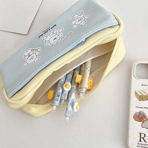 Aesthetic Coquette Organizer Cutecore Makeup Bag For Purse Kawaii Animal Print Cosmetic Bag Y2K Makeup Pouch For Women (Blue) thumbnail 4