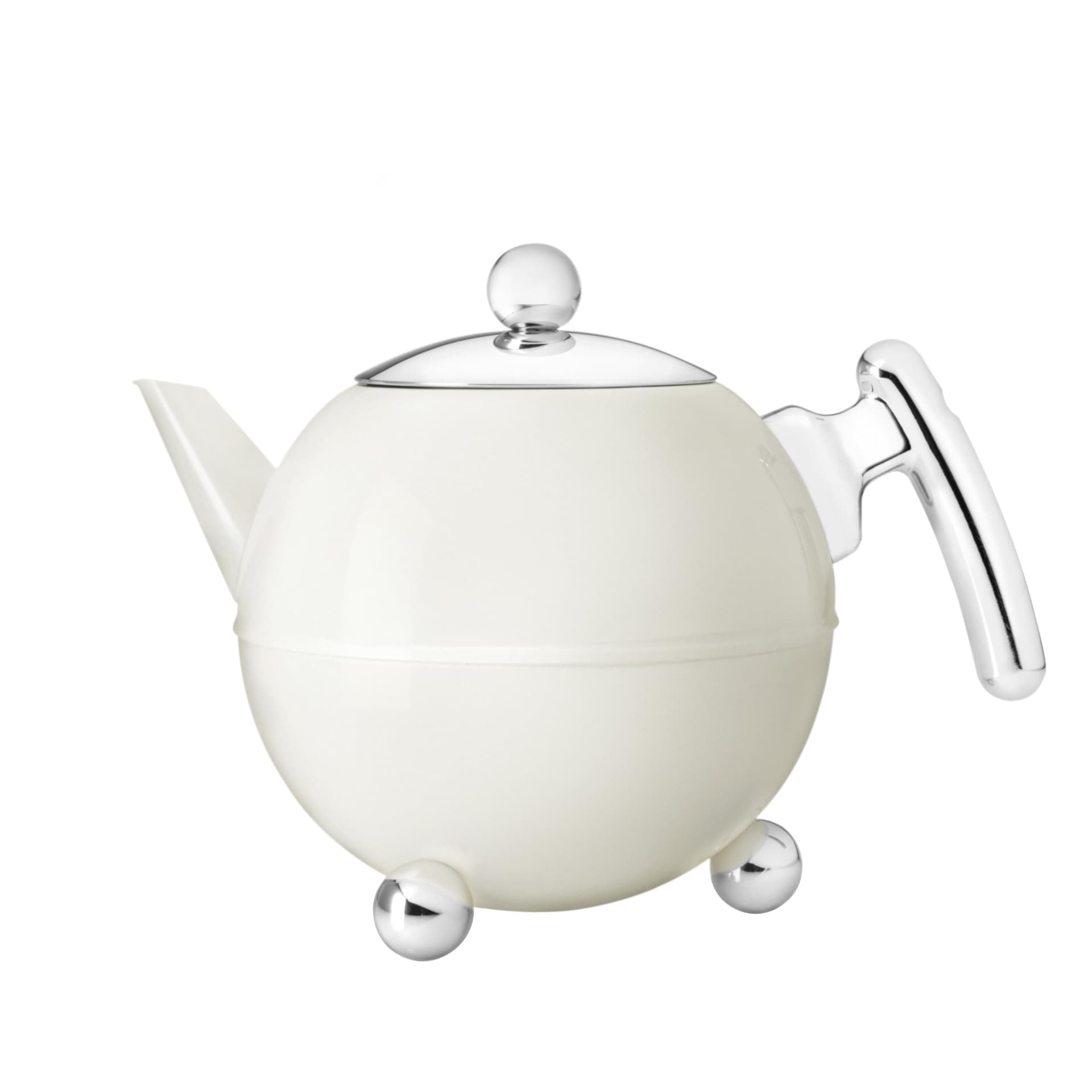 Bredemeijer - Duet® Bella Round – Double-walled Teapot – 1.2 liters - Stainless steel - Warm white - Image 1