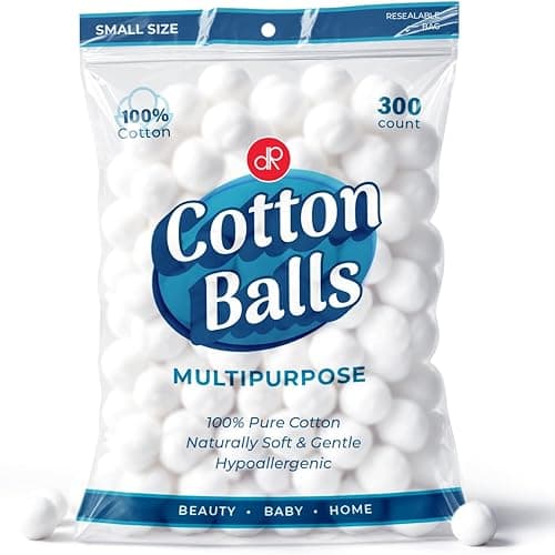 DecorRack 300 Small Cotton Balls for Make-Up, Nail Polish Removal, Pet Care, Applying Oil Lotion or Powder, Made from 100% Pure & Natural Cotton, Soft and Absorbent for Household Needs (300 Count) - Image 1
