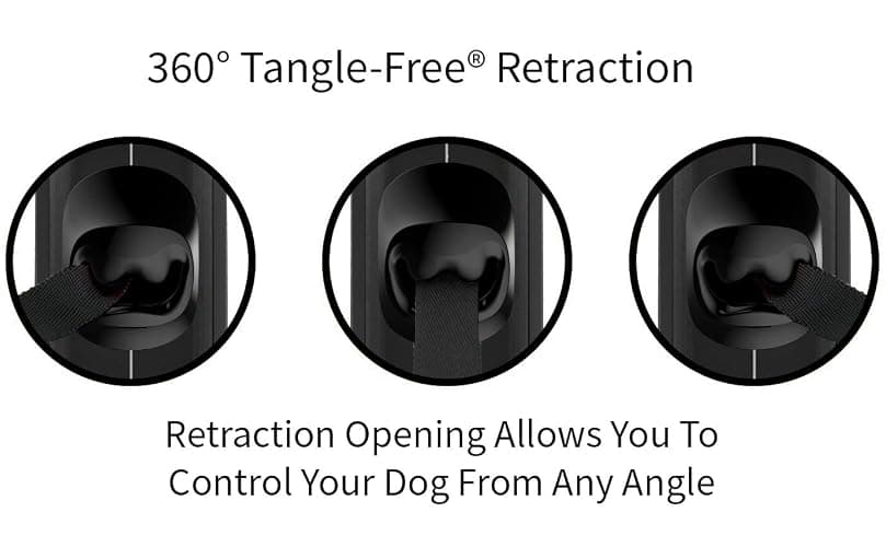 TUG 360° Tangle-Free Retractable Dog Leash with Anti-Slip Handle | 16 ft Strong Nylon Tape | One-Handed Brake, Pause, Lock (Small, Black/Grey) thumbnail 4
