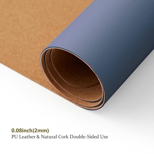 Cork Desk Mat - Dual-Sided Desk Pad for Office and Home - Desk Organization and Accessories - Ideal for Large Mouse Pad and Desk Mats on Top of Desks(Dark Blue,90cmx 43cm) thumbnail 3