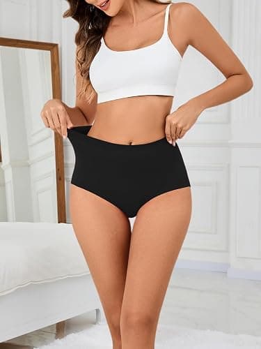 Sazoox Womens Seamless Underwear High Waisted Full Coverage Briefs No Show Soft Breathable Panties 6 Pack thumbnail 2