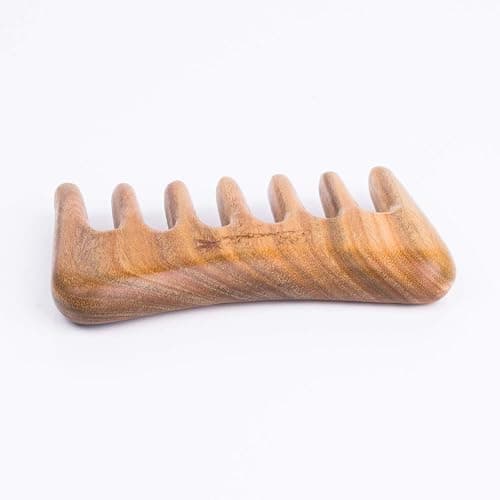 Breezelike Wide Tooth Hair Comb - Natural Mini Wood Comb for Curly Hair - No Static Sandalwood Hair Pick Wooden Comb for Detangling thumbnail 2