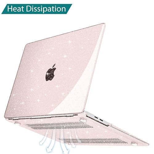 Teryeefi for MacBook Air 13 inch Case 2021 2020 2019 2018 Release A2337 M1 A2179 A1932, Sparkly Hard Shell Case Cover Compatible with MacBook Air 13 inch Retian Touch ID, Glitter Cherry Blossom Pink thumbnail 5