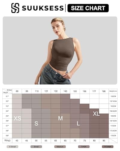 SUUKSESS Women Double Lined Going Out Basic Tank Tops Ruched Summer T Shirts thumbnail 3