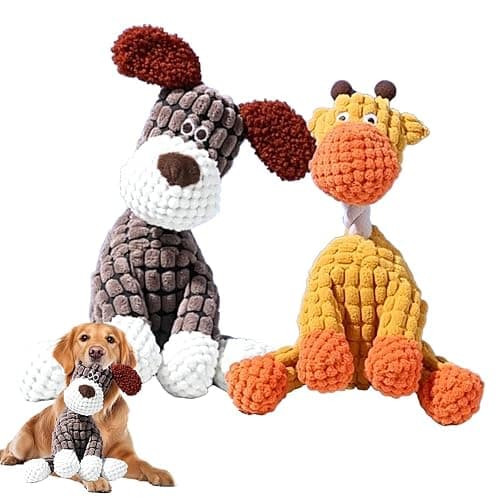 Hknbj Indestructible Dog Toy, 2026 New Durable Plush Dog Toys for Aggressive Chewers, Squeaky Chew Toy for Small Medium Large Dogs Puppy Teething Toys (Brown+Orang) - Image 1